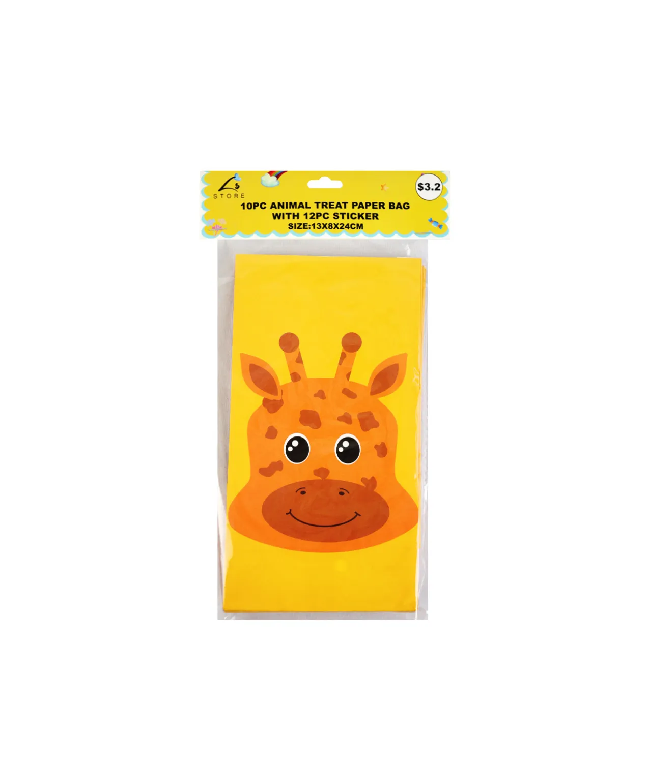 Animal Paper Treat Paper Bags With Stickers 10pc