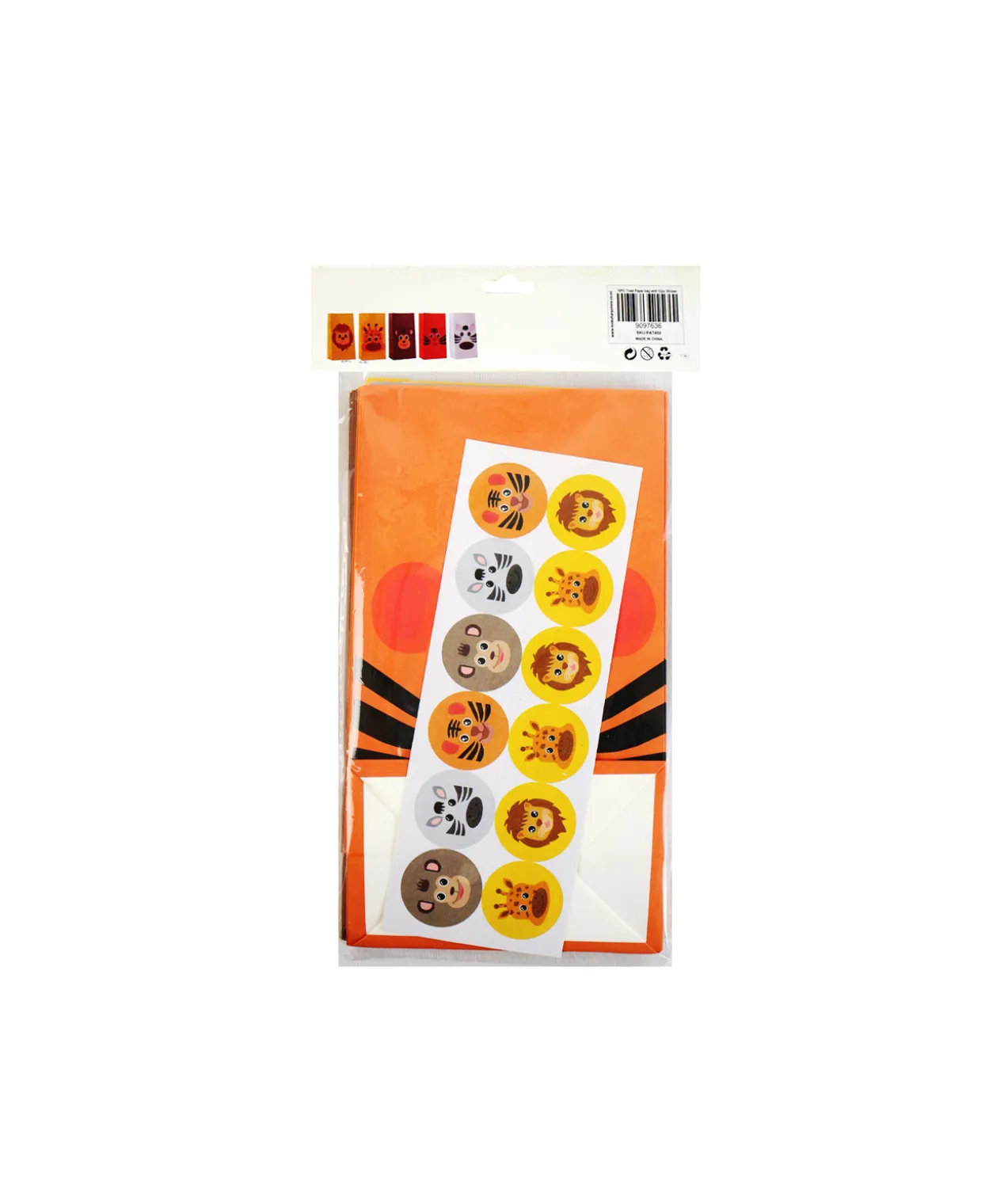 Animal Paper Treat Paper Bags With Stickers 10pc