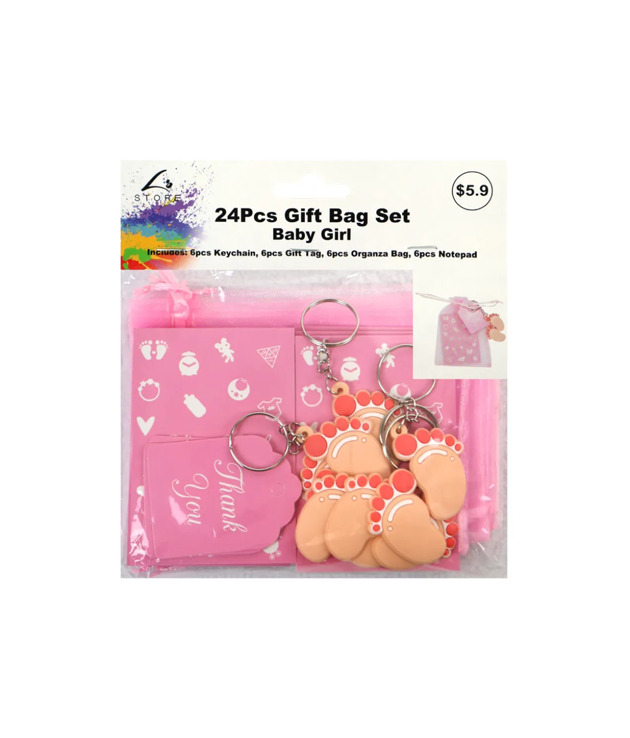 Baby Girl Gift Bag Set 24pc