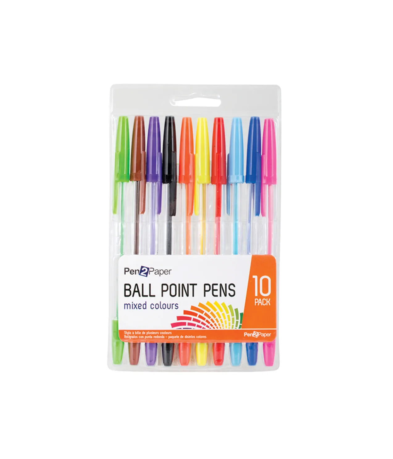 Ball Point Pen Coloured 10pk