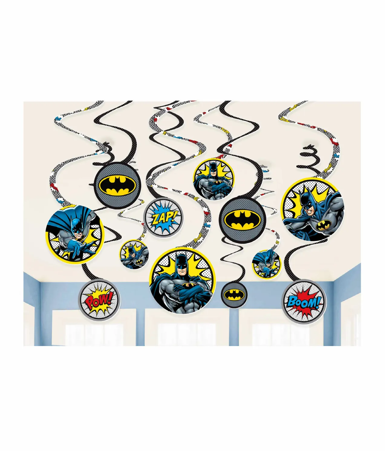 Batman Spiral Swirls Hanging Decorations 12pc