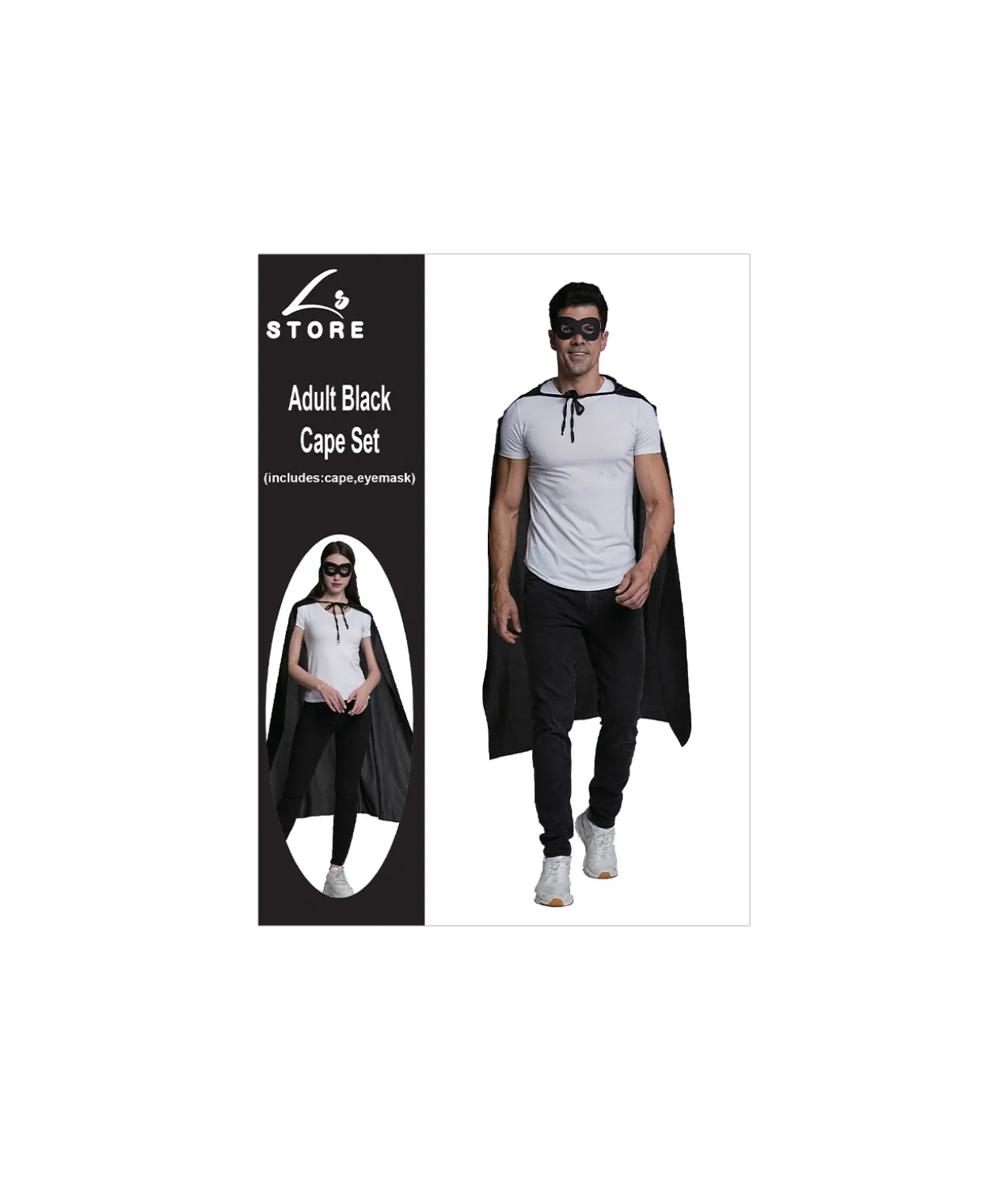 Black Adults Cape & Mask Set