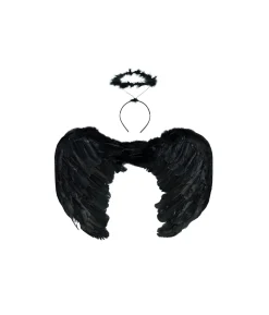 Black Angel Wings & Headband 55cm