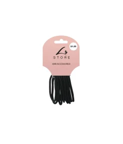 Black Assorted Elastic Hair Set 12pc