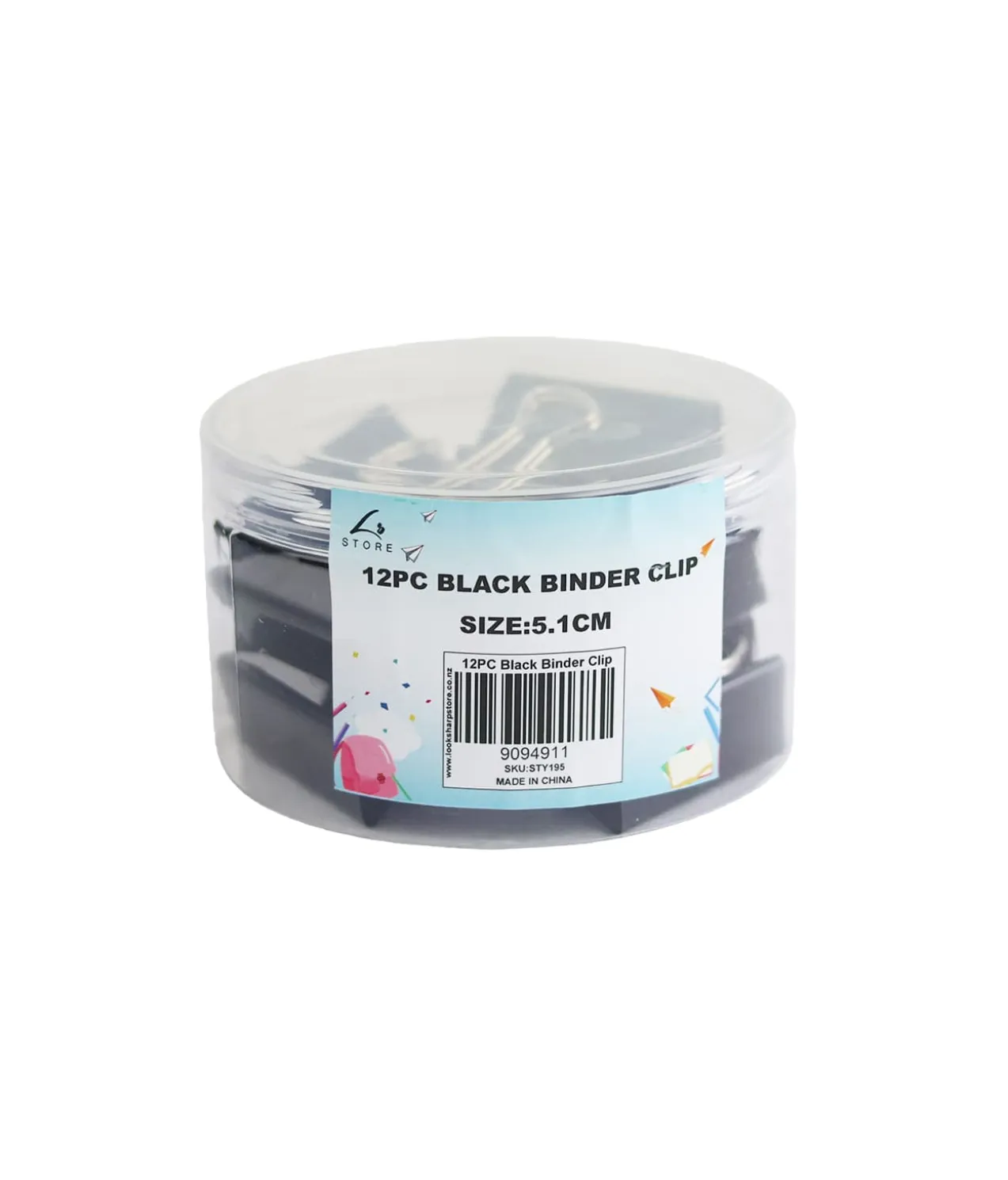 Black Binder Clip 12pc 5.1cm