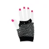 Black Fishnet Short Gloves With Crystals