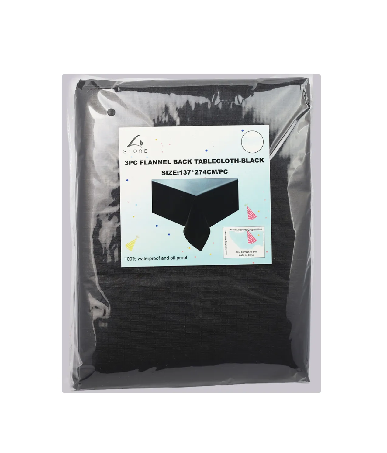 Black Flannel Tablecloth 3pc