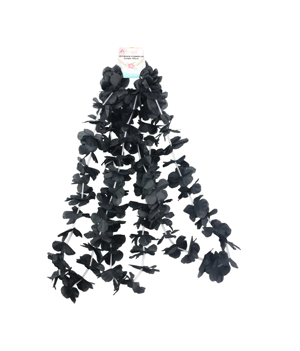 Black Flower Lei 3pc