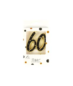 60 Black Gold Double-digit Candle 6.3cm
