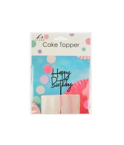Black Happy Birthday Cake Topper 1pc 9x16cm