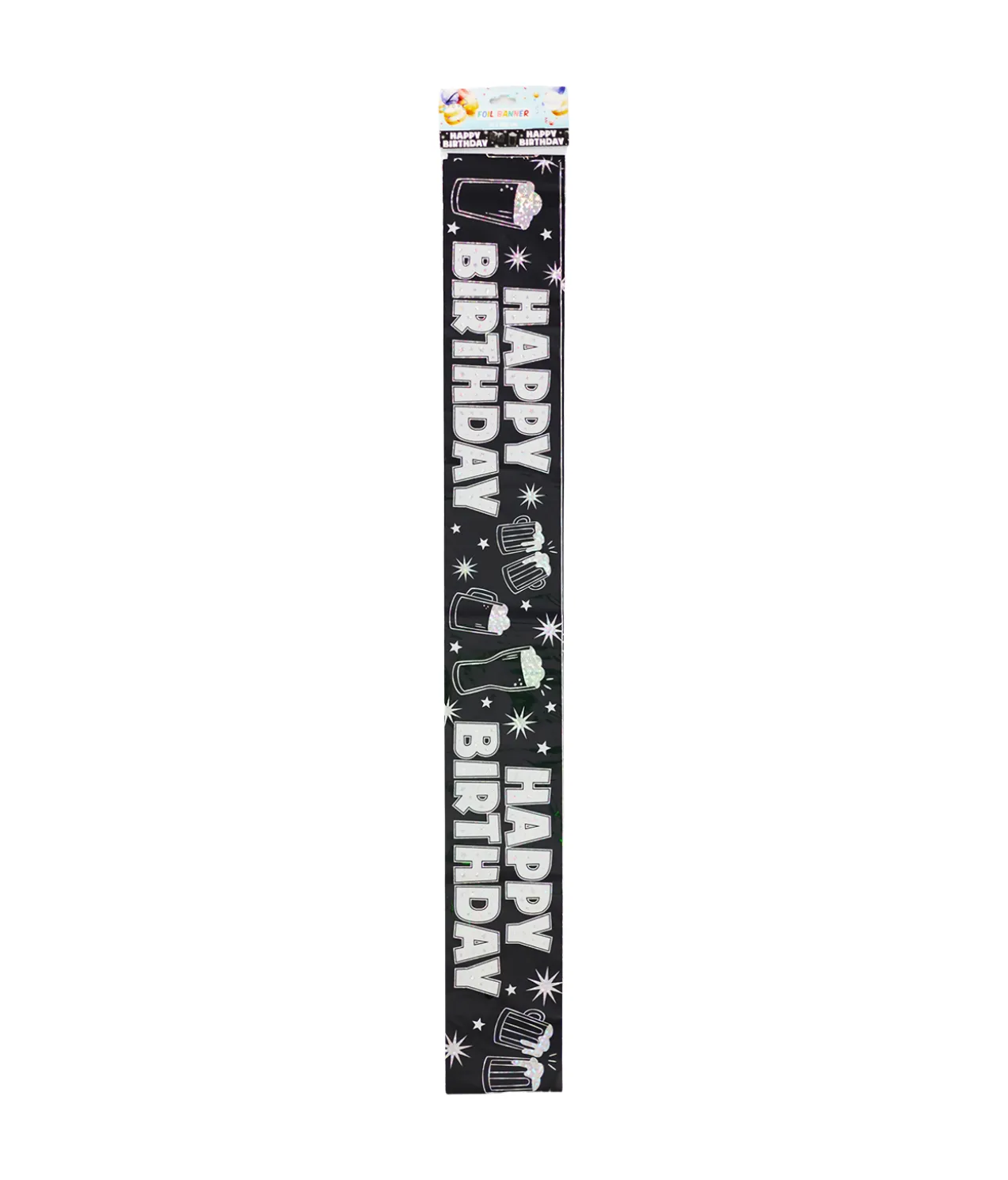 Black Happy Birthday Foil Banner 11 x 260 cm