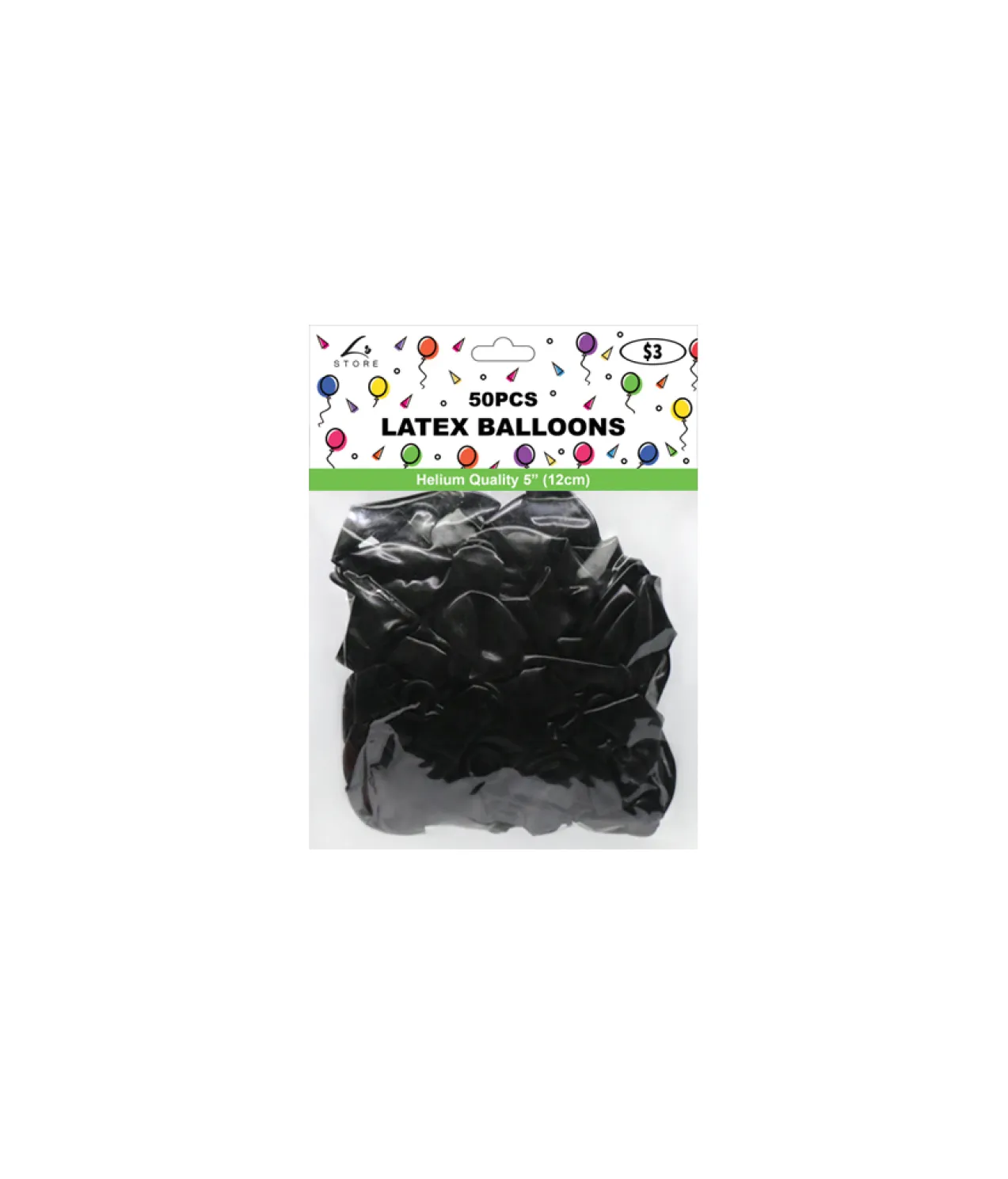 Black Latex Plain Balloons 5inch 50pk