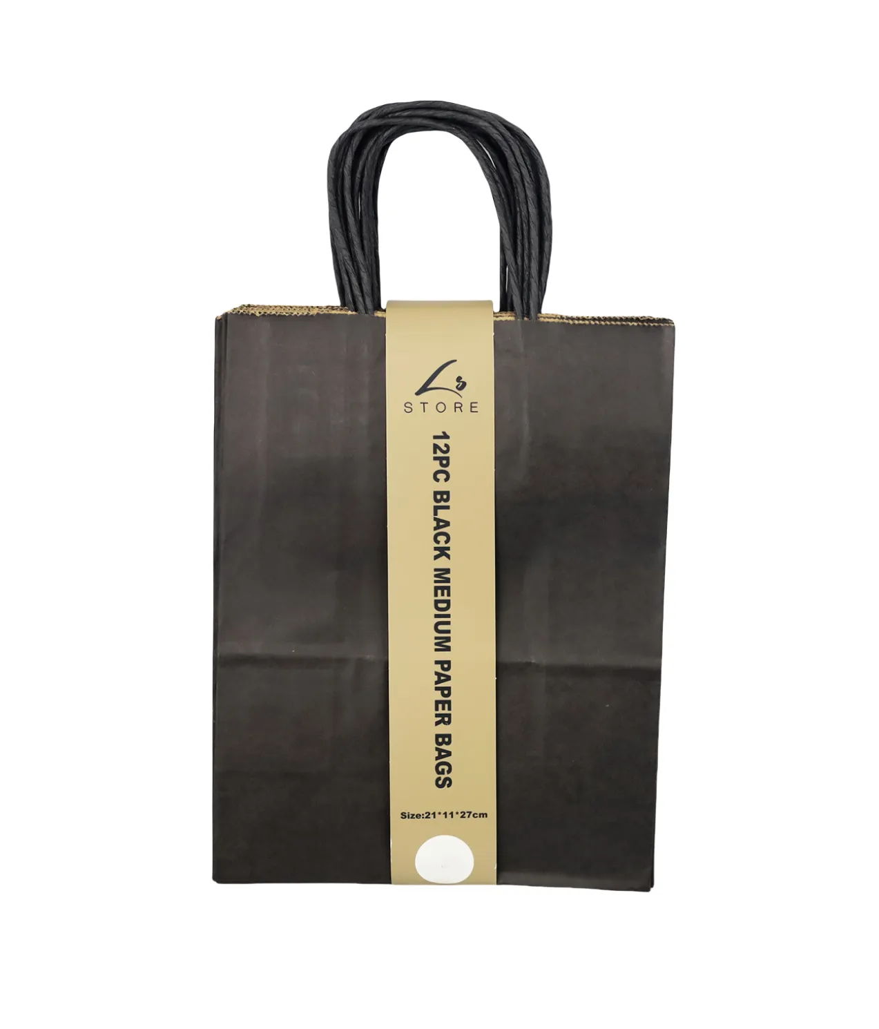 Black Medium Paper Bag 12pc