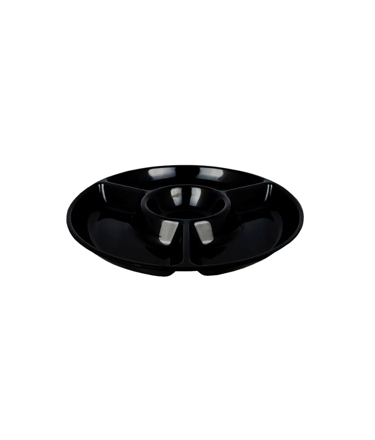 Black Melamine Chip & Dip Serving Plate 33.6cm