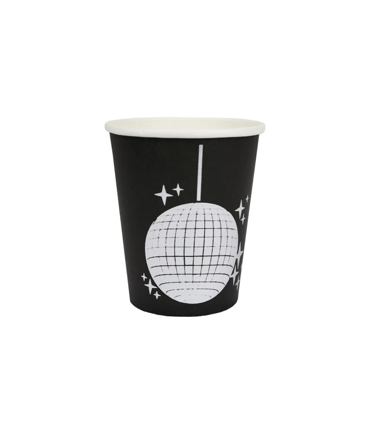 Black Paper Cups With Disco Print 9oz 20pc