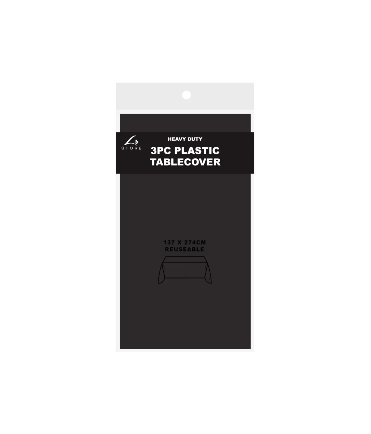 Black Plastic Tablecover 3pk