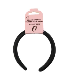 Black Sponge Padded Headband 3x37cm