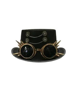 Black Steampunk Fancy Hat with Goggles
