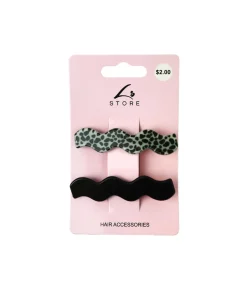 Black Wave Design Hair Clip Set 2pk