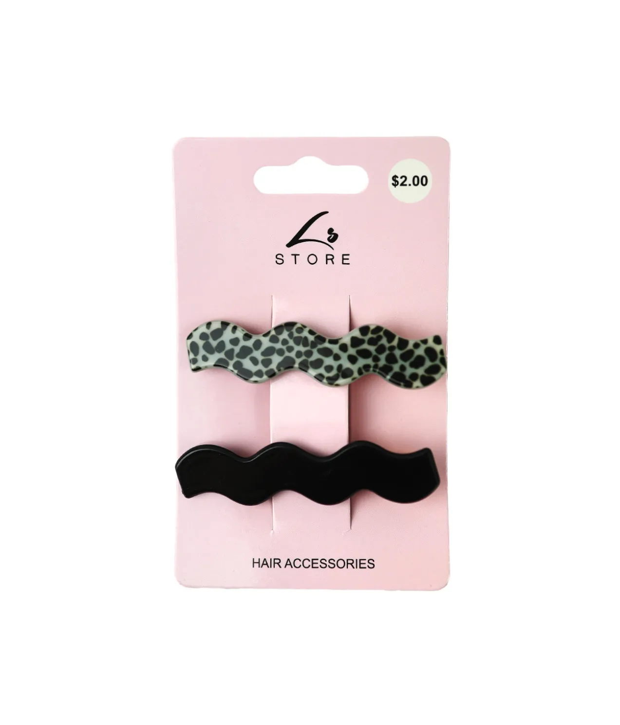 Black Wave Design Hair Clip Set 2pk