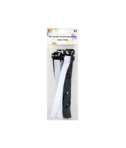 Black & White Mix Velcro Ties 12pc