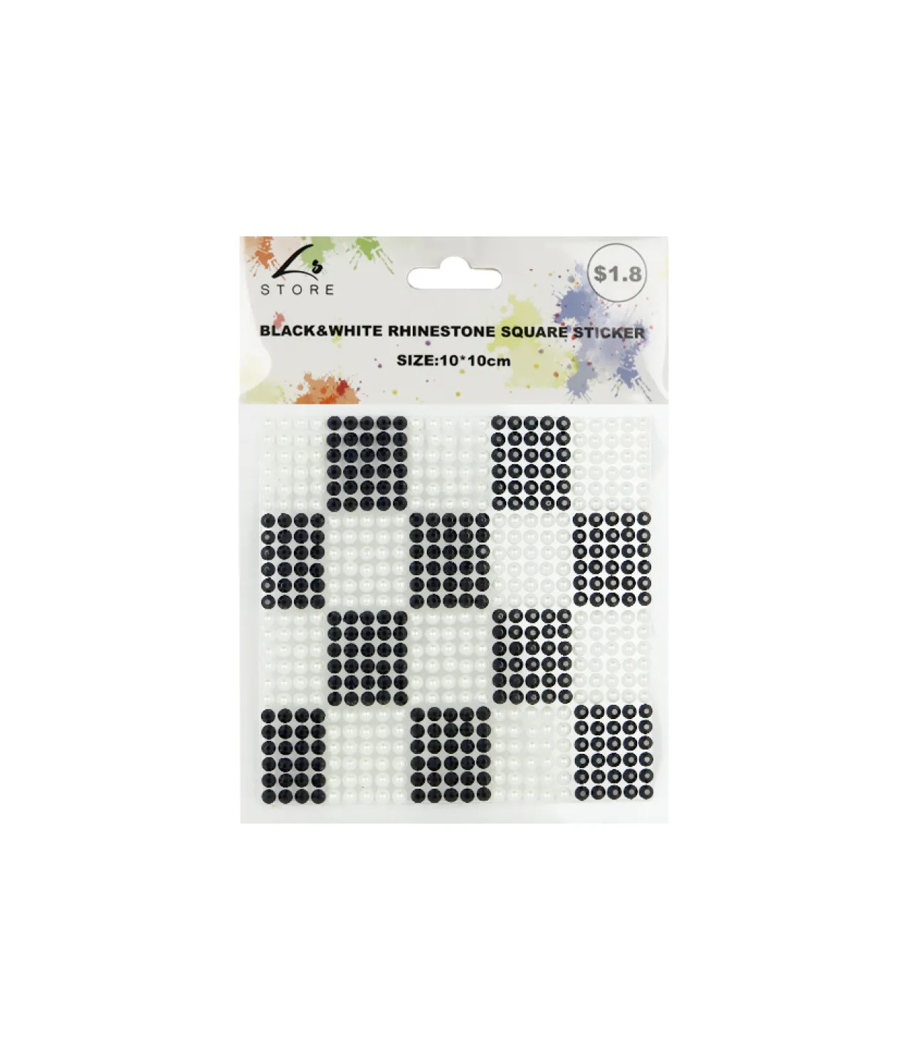 Black & White Rhinestone Square Sticker