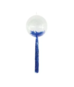Blue Bubble Balloon With Feathers & Fringe
