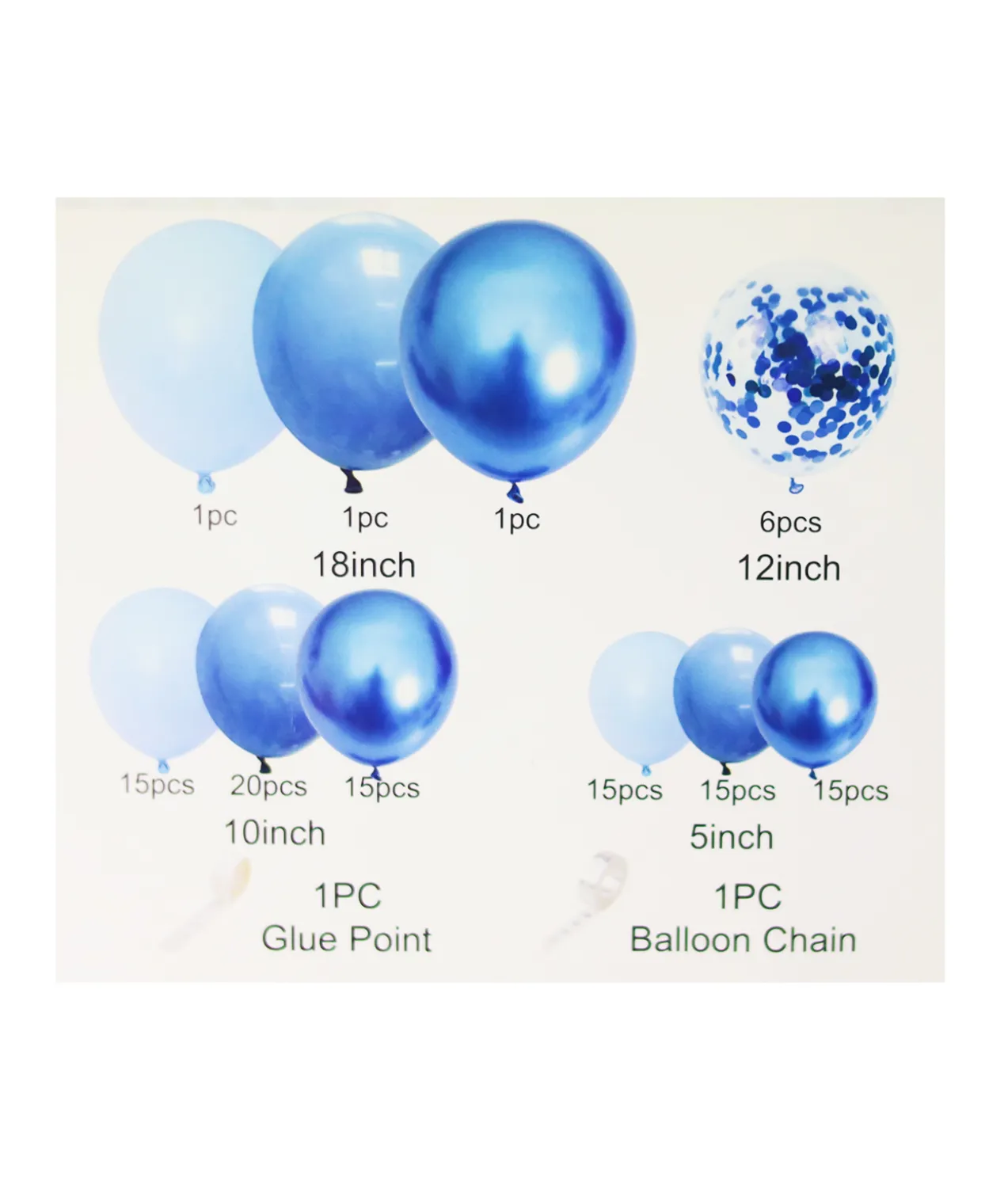 Blue Combination Party Balloon Garland Kit 106pc