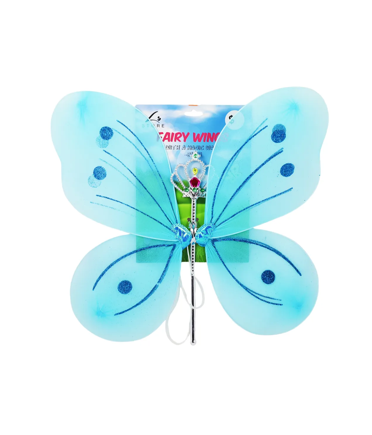 Blue Fairy Wings with Wand