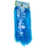 Blue Flowered Hawaiian Grass Skirt Set 5pc