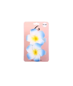 Blue Frangipani Flower Clip 2pk