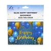 Blue Happy Birthday Backdrop 100x150cm