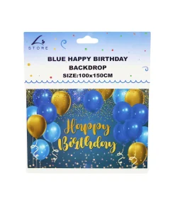 Blue Happy Birthday Backdrop 100x150cm
