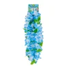 Blue Hawaiian Lei with Leaves 52.5x 6.5cm 5pc