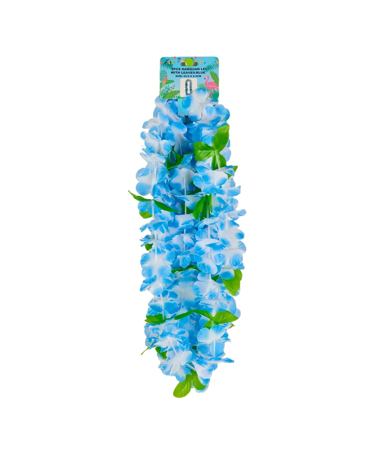 Blue Hawaiian Lei with Leaves 52.5x 6.5cm 5pc