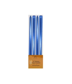 Blue Metallic Taper Candles 4pk 53g