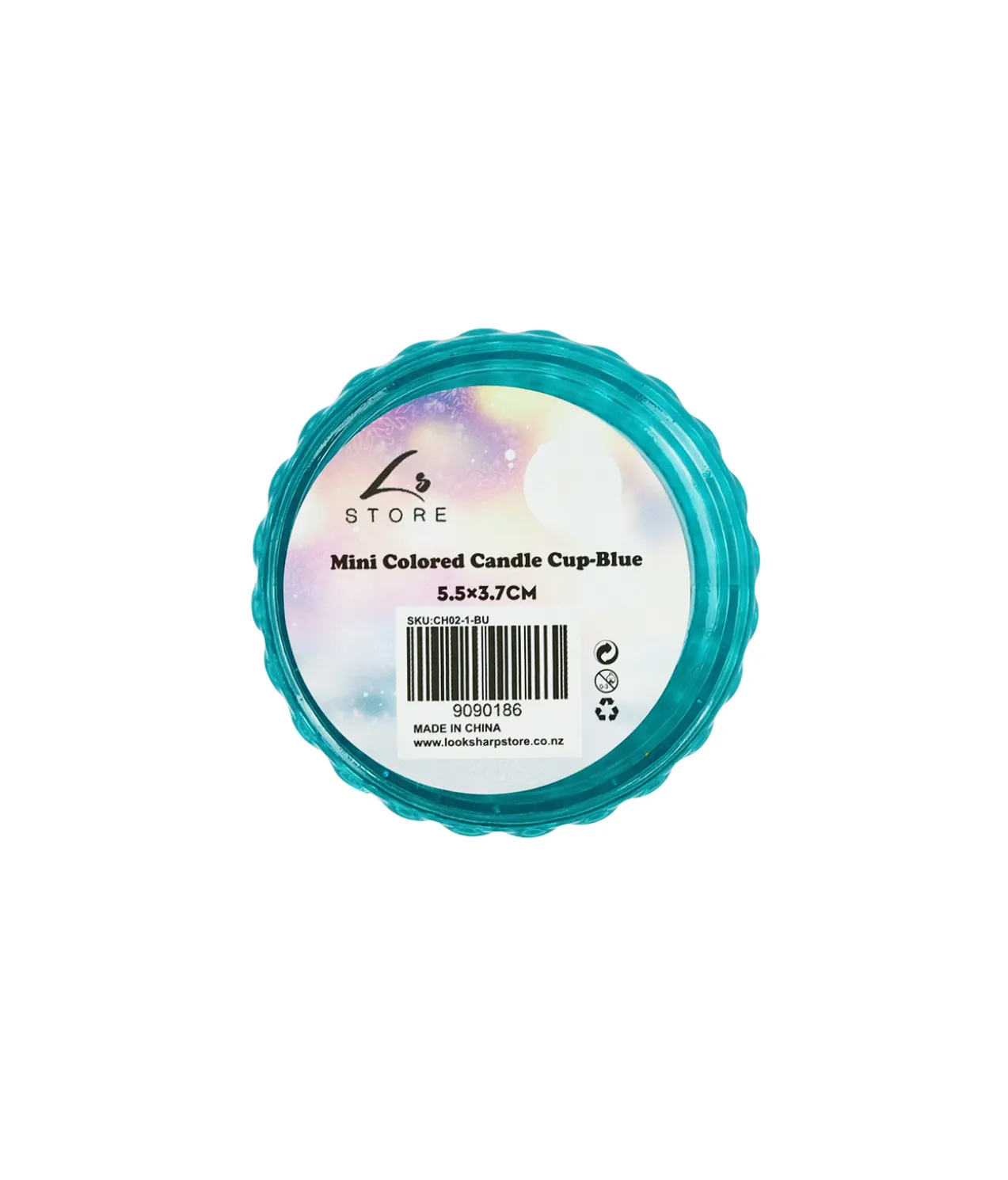Blue Mini Colored Glass Candle Cup 5.5 x 3.7cm 1pc