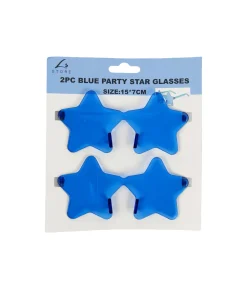 Blue Party Star Glasses 15x7cm 2pc