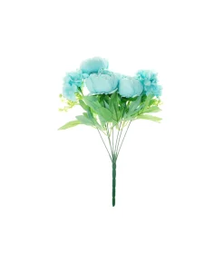Blue Peony 5 Head Bunch 40cm
