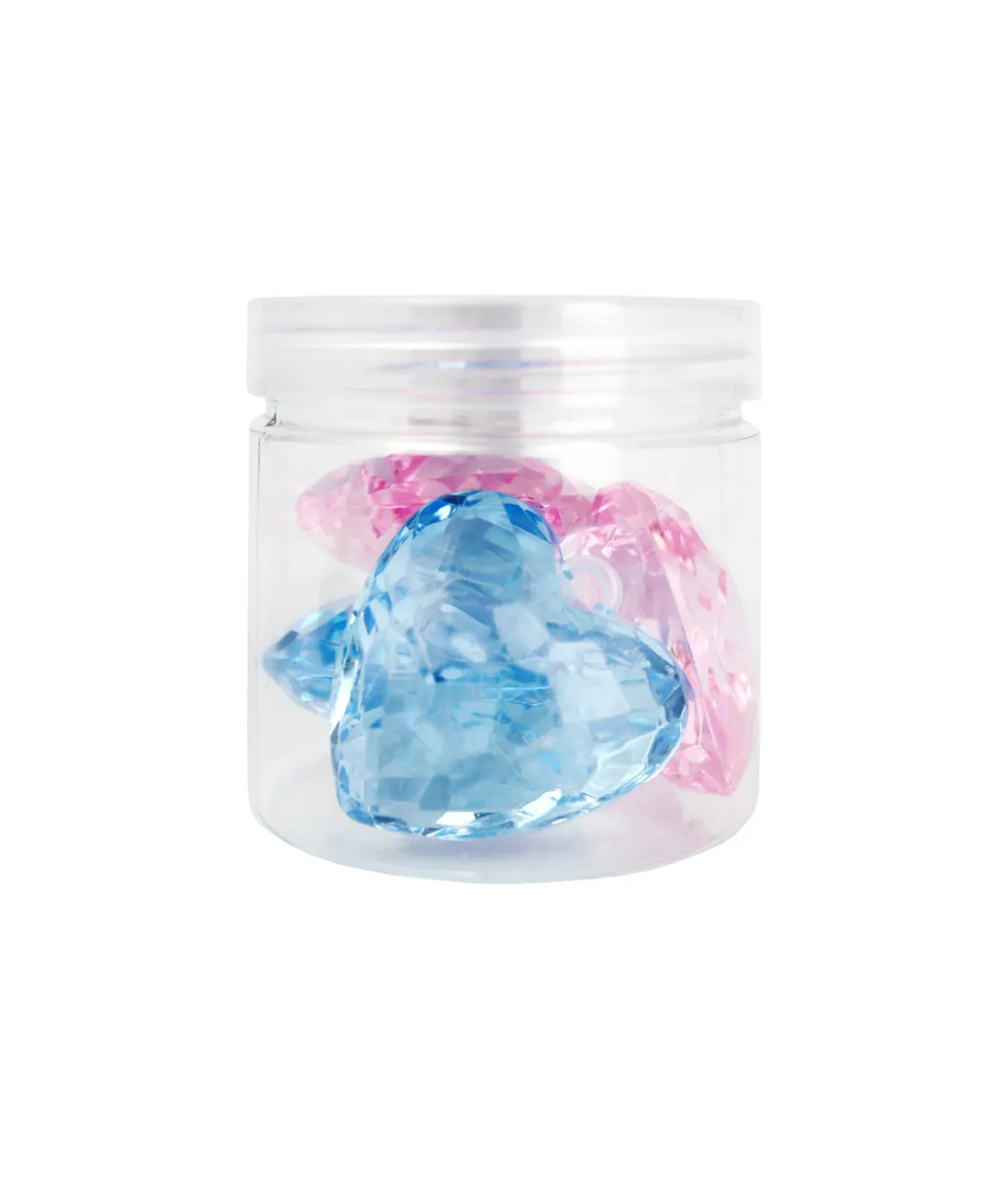 Blue & Pink Large Heart Plastic Gems 4cm 4pc