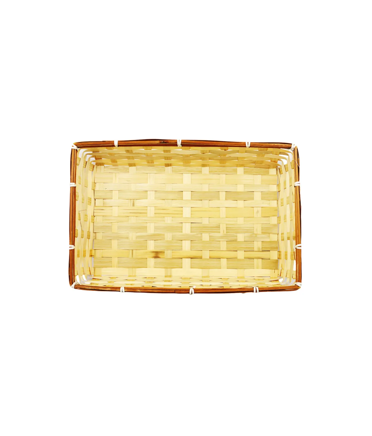 Bordered Bamboo Rectangle Basket 32x24x7cm