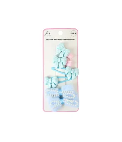 Bow Hair Rope & Hair Clip Set 6pc