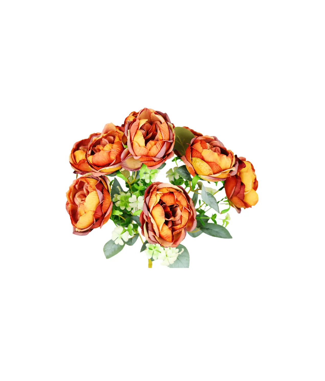 Bronze Peony Rose Bush 9 Head 40cm
