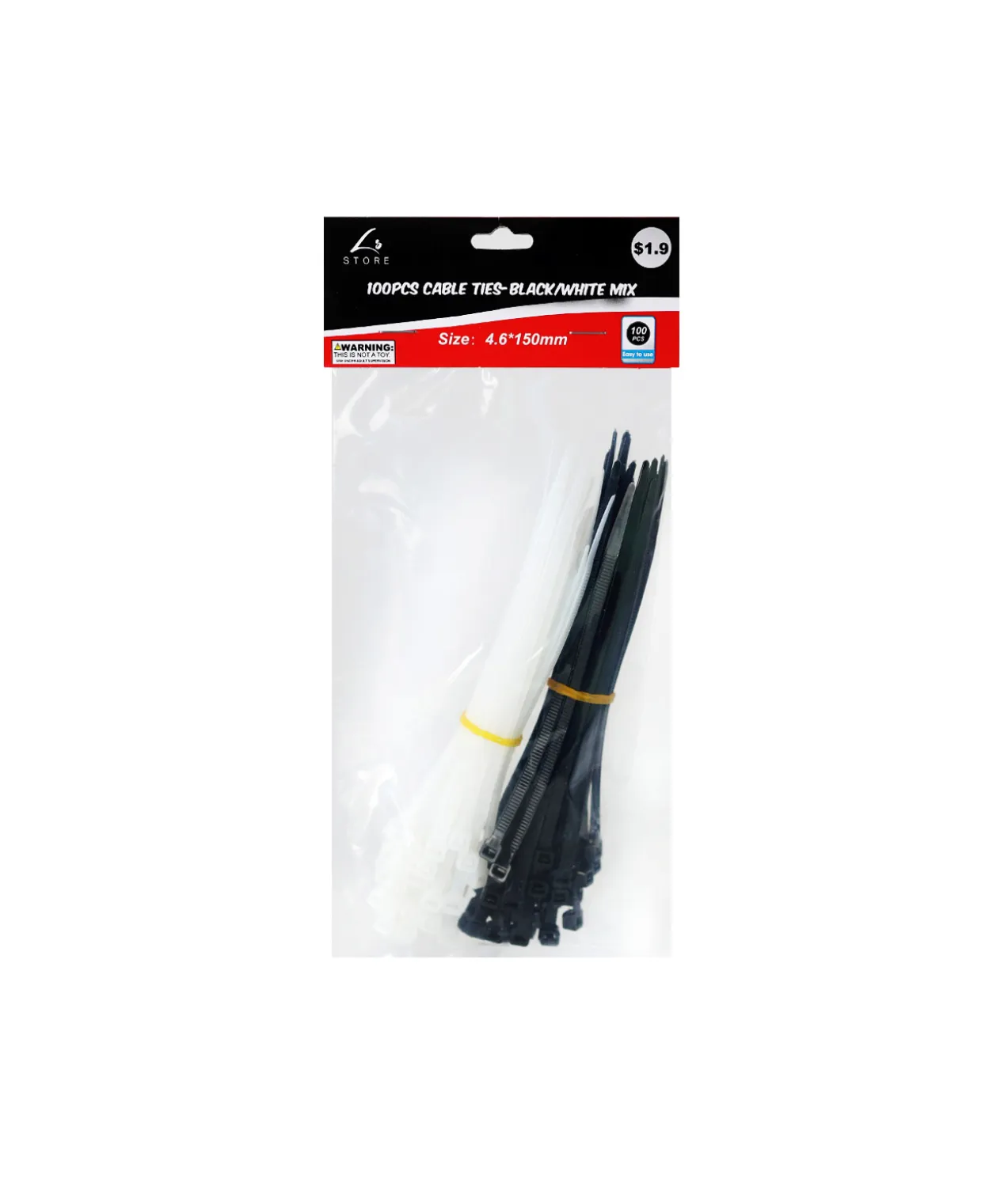 Cable Tie Black & White 100pc