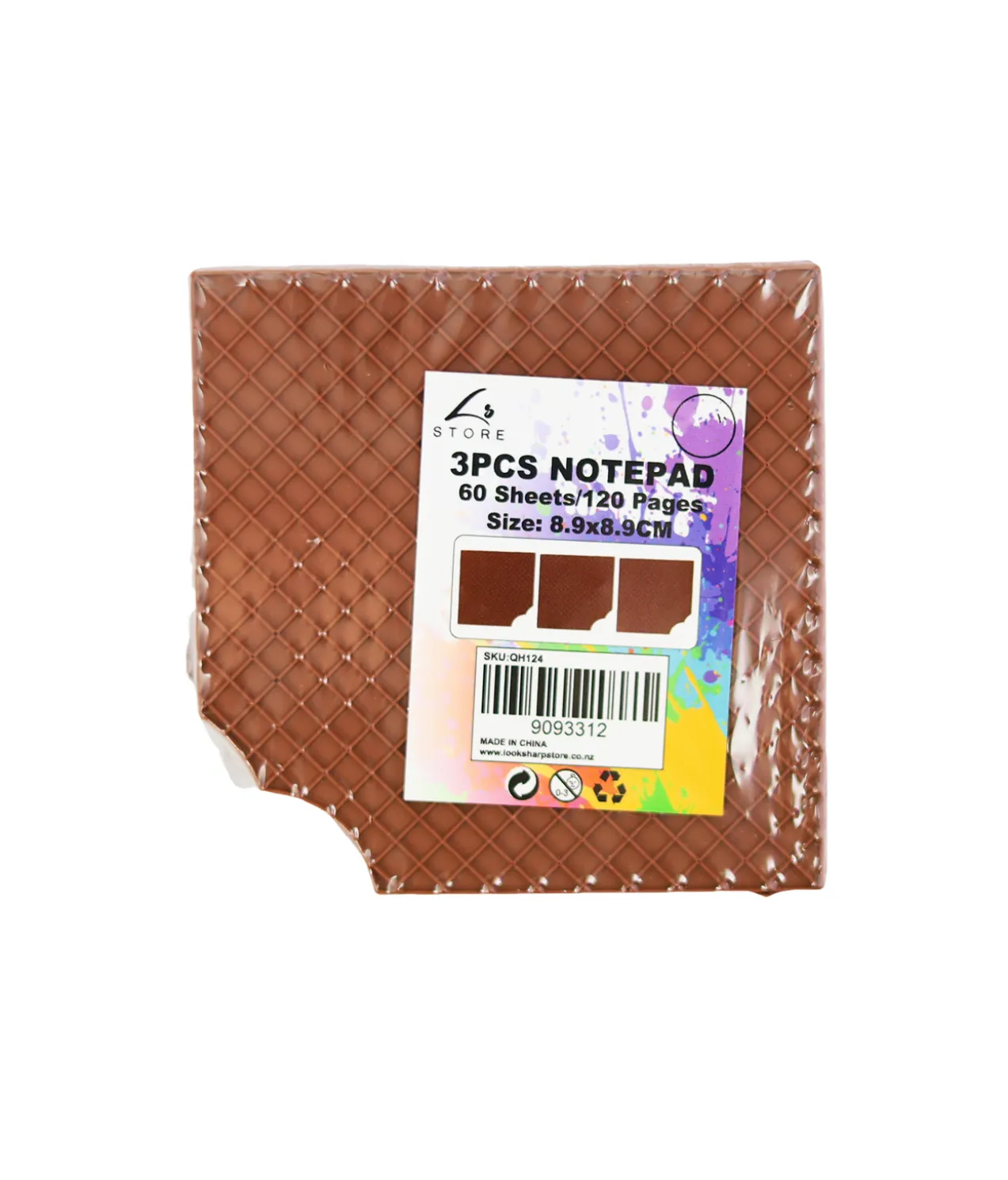 Chocolate Notepad 60 Sheets 3pc