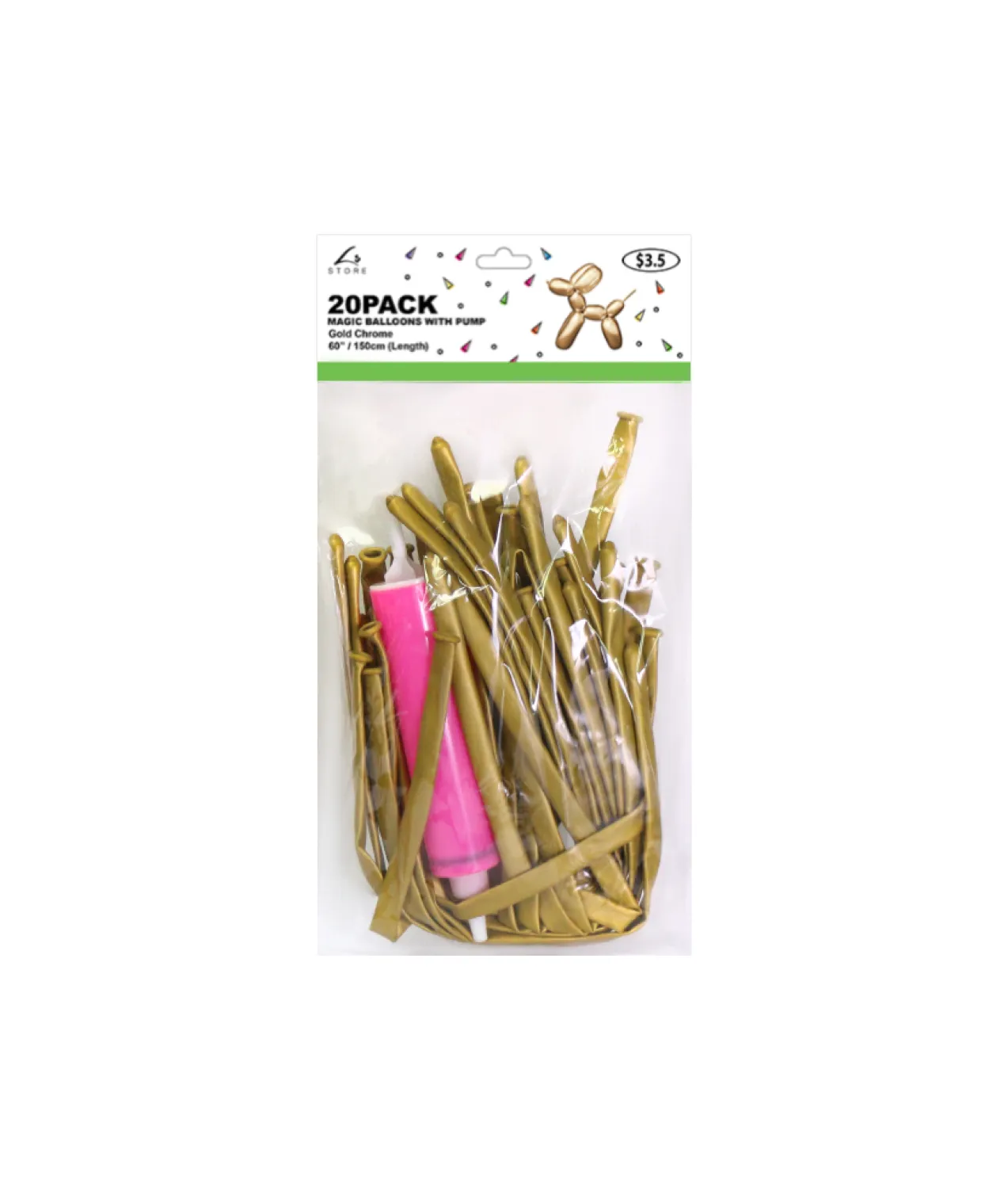 Chrome Gold Magic Balloons With Pump 20pcs