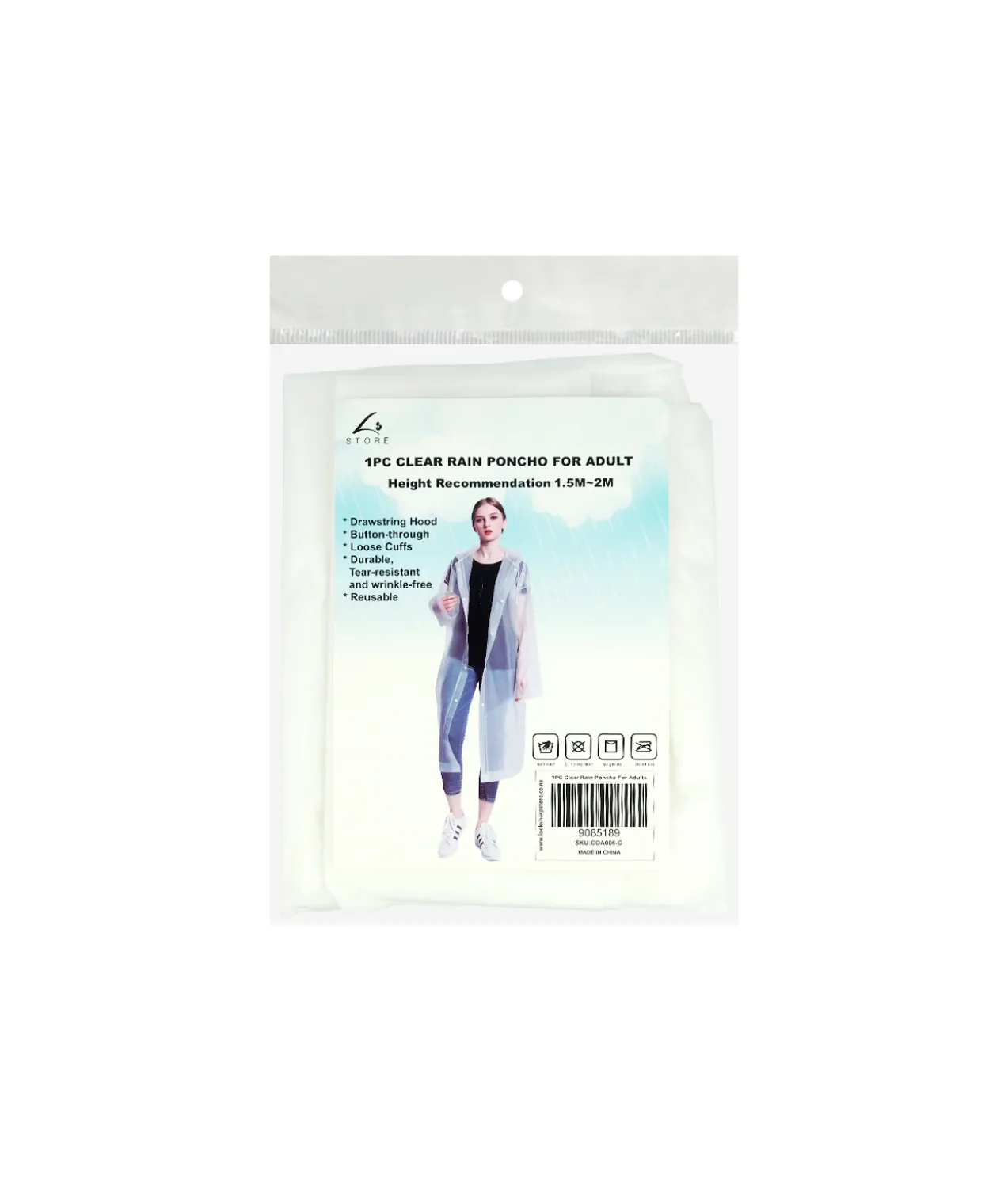 Clear Adults Rain Poncho 100g