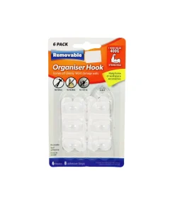 Clear Decorating Removable Organiser Hook 6pk