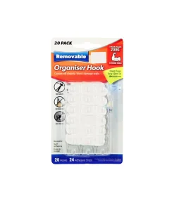 Clear Mini Decorating Removable Organiser Hook 20pk