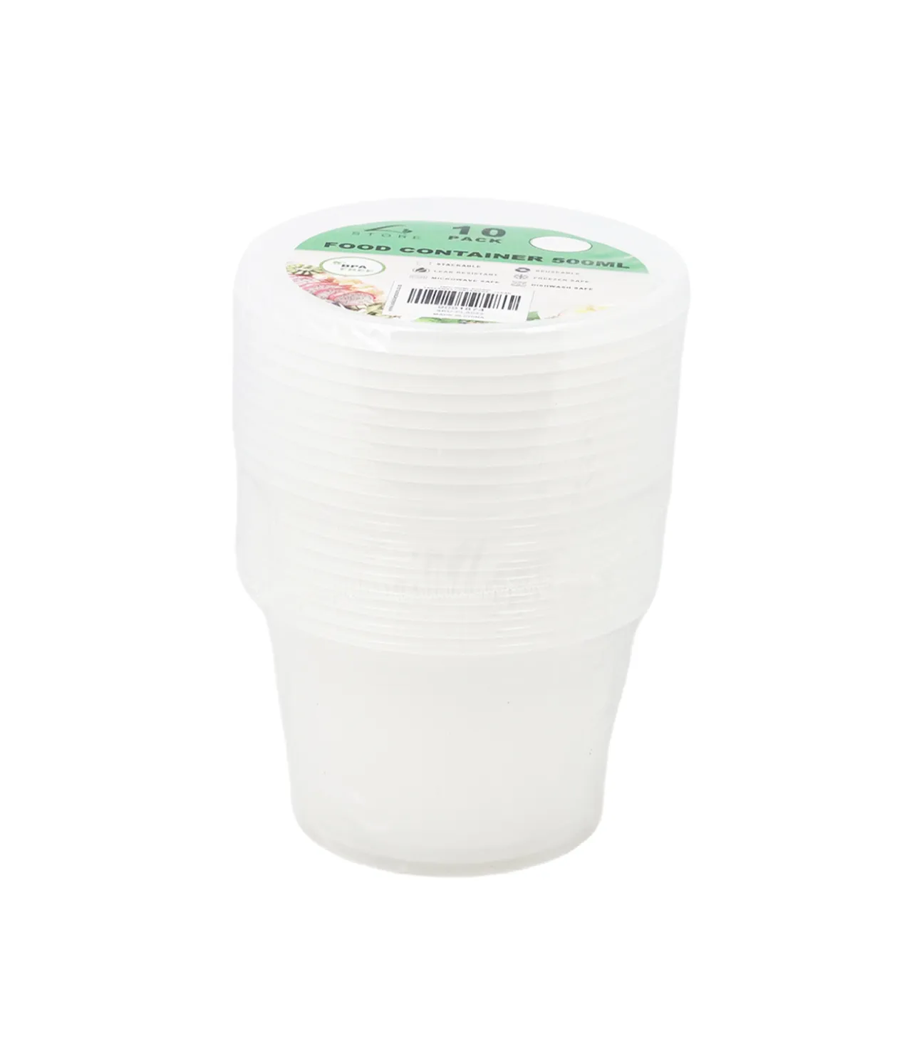 Clear PP Plastic Round Food Container 10pc 500ml